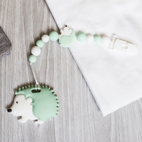 Green Hedgehog Teether, Non-Toxic Silicone Teether - Picture 2 of 8